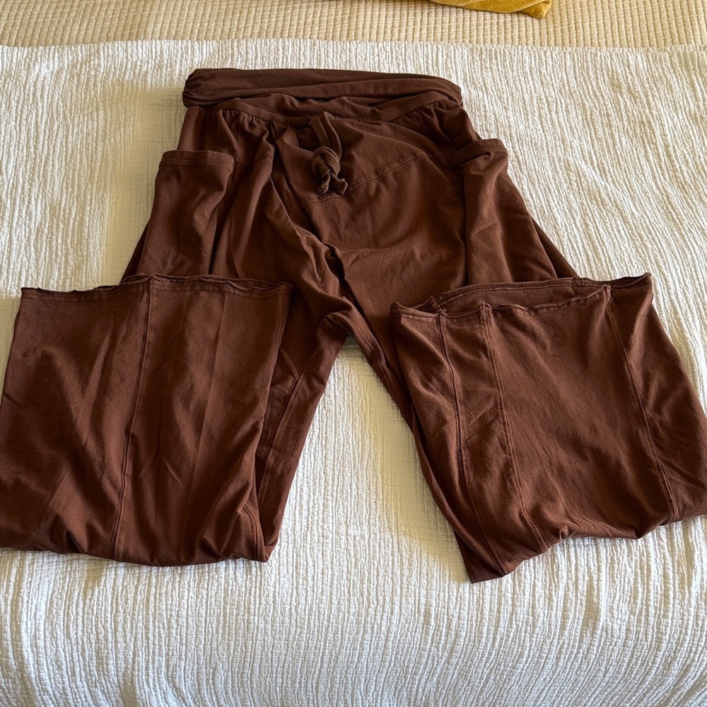 free people movement chocolate brown harem style pant / S